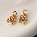 Gold geometric earrings for women with irregular copper shape and simple wild style