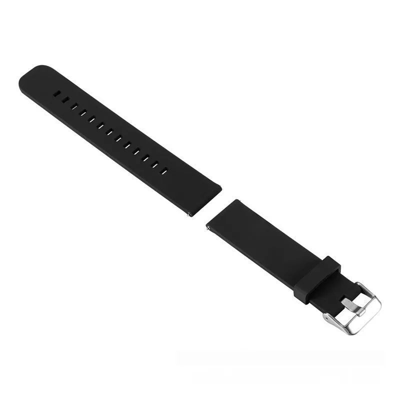 Solid colour silicone replacement strap for Garmin Forerunner 245 sports watch on a wrist.