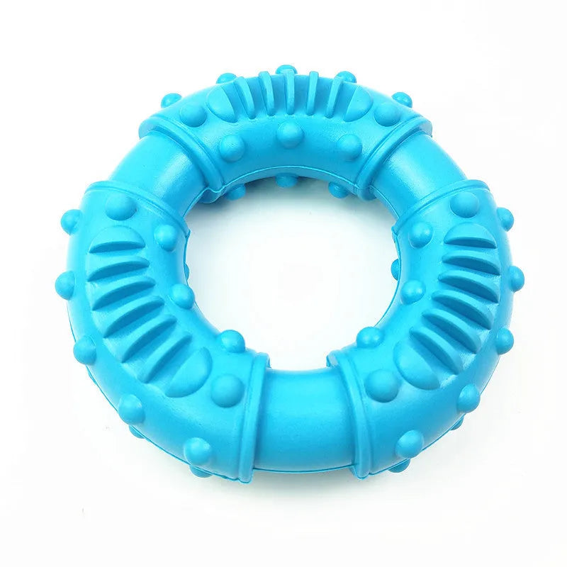 Lightweight hollow dog fetching stick toy in blue, orange, and red colours