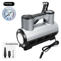 12V portable car air pump with digital display, ABS body, and multiple air nozzles for tyres