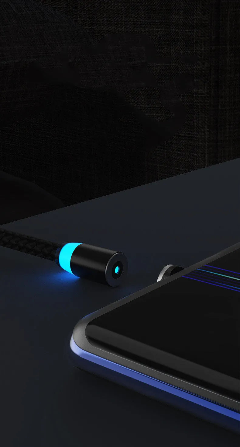 Magnetic charging cable with breathing light for Apple and Android phones in multiple colours