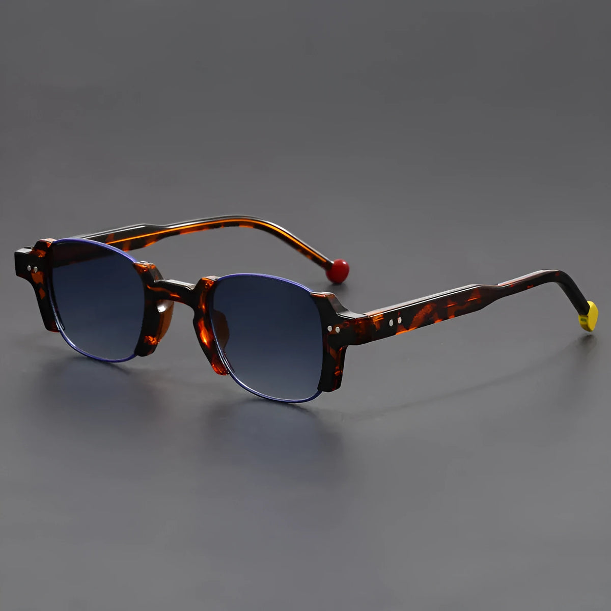 Square frame sunglasses with PC frame and AC lenses, shown in one of six colours for sun protection and fashion wear