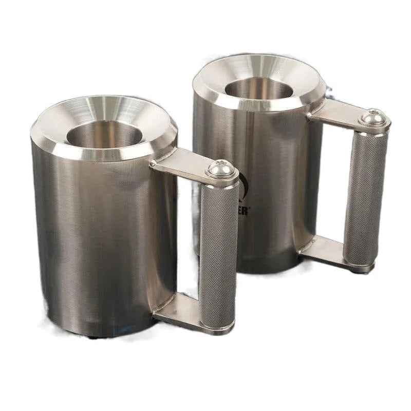 Silver stainless steel 8kg cast iron dumbbell cup for weight training.