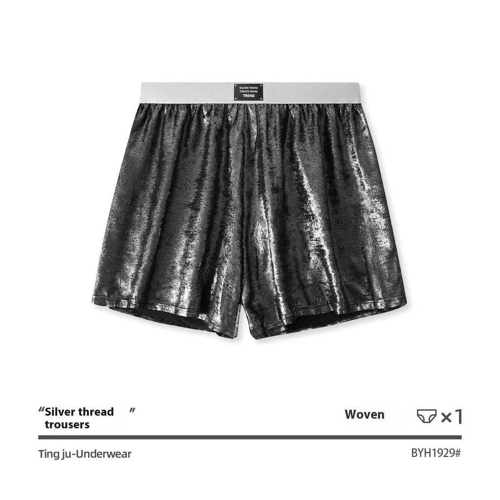 Galaxy Reflective woven polyester sports underwear in star silver colour with mid waist design