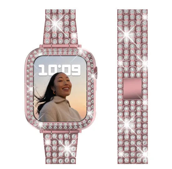 Apple Watch case with double diamond glass peep-proof screen protector in multiple colour options