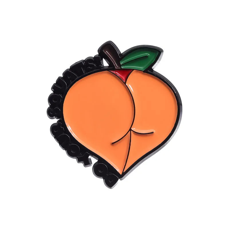 Colourful cartoon fruit and letter metal brooch with zinc alloy construction