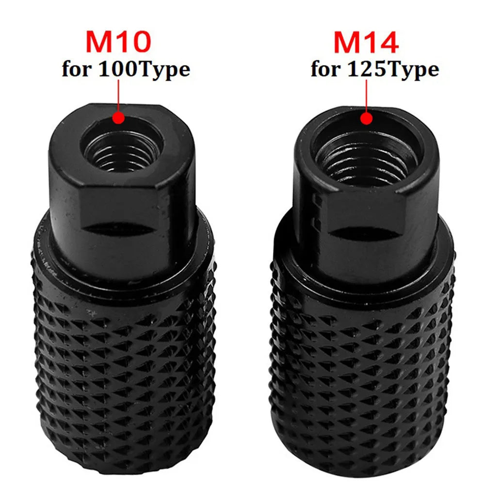 Angle grinder grinding head with spherical design and M10 M14 thread adaptors for woodworking