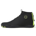 Casual mid-top outdoor beach shoes in black with coloured accents, showing mesh upper and rubber sole.