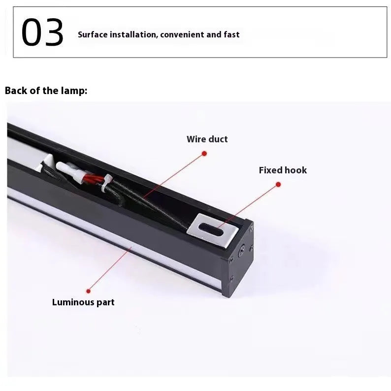 80 cm black aluminium LED strip wall lamp with touch control for three white light colours