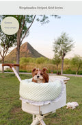 Pet stroller cushion set with cotton towel, pillow and pad in floral pattern