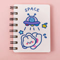 Astronaut-themed pocket flipper notebook measuring 10.5 by 8 centimetres