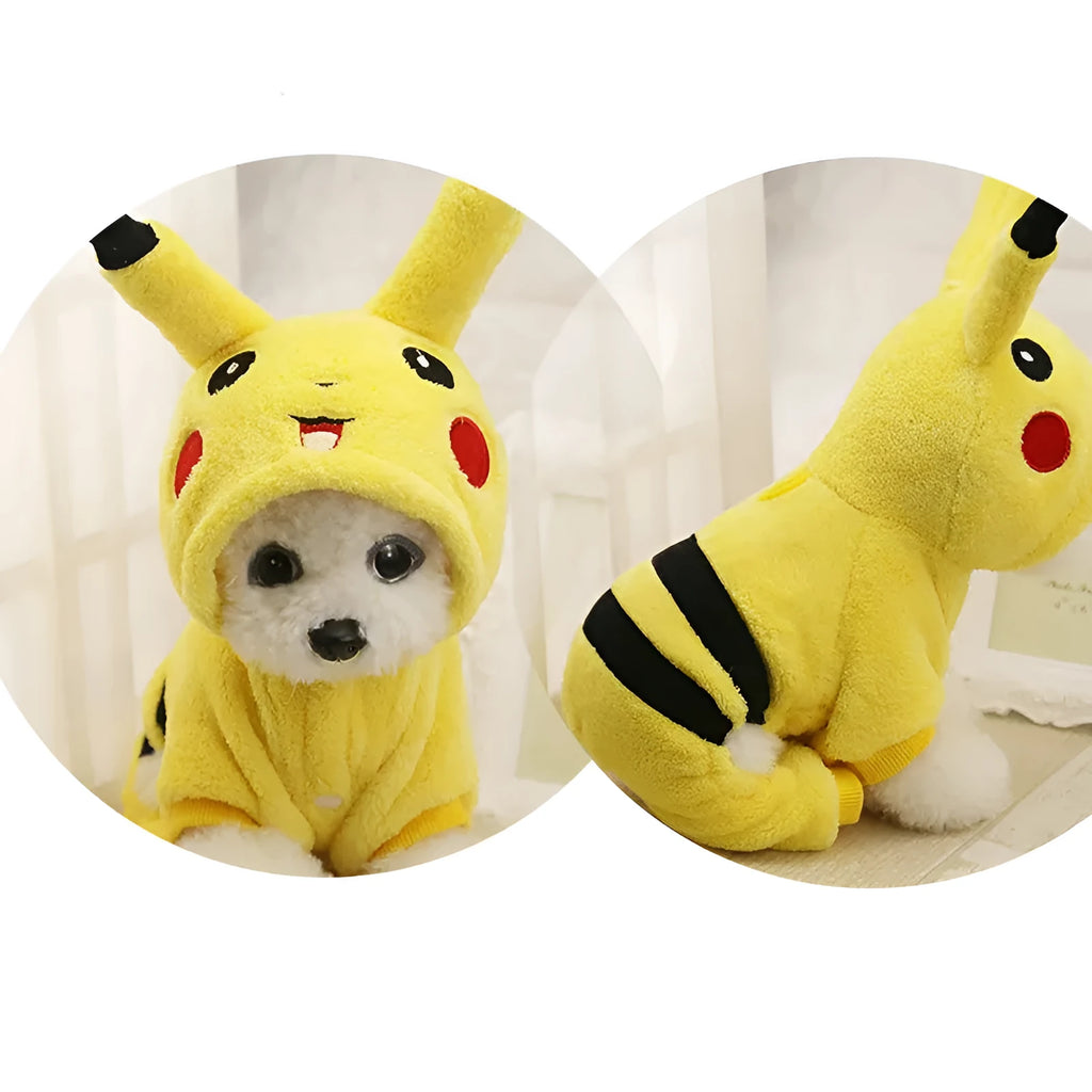 Fleece cat hoodie costume in cartoon style for small dogs and cats in autumn winter