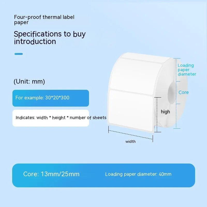 Roll of 160 white 40x40mm thermal paper adhesive stickers for retail price labelling