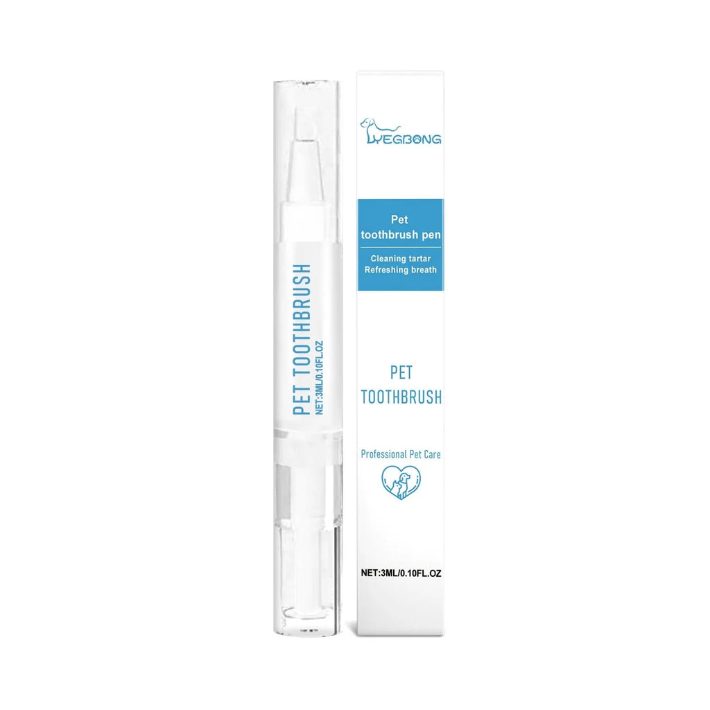 Soft-bristled pet toothbrush pen with 3ml dental gel for dog and cat teeth cleaning