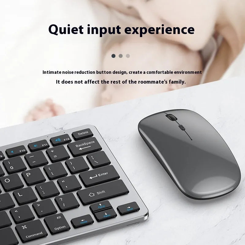 Ultra-thin wireless keyboard and mouse combo set with rechargeable design in black, gun colour, or silver