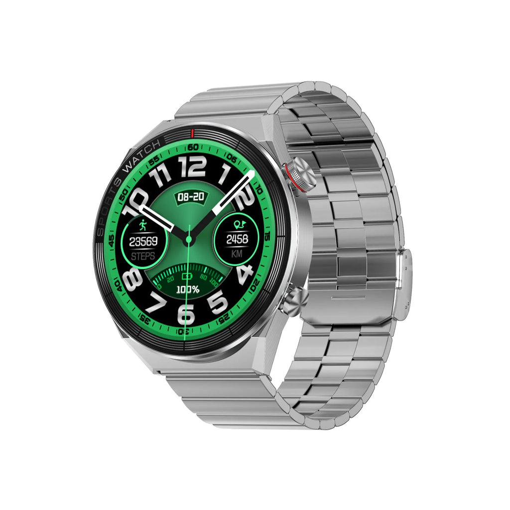 Large screen Bluetooth smart watch showing HD display with call function, available in black or silver with interchangeable strap options.