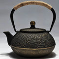 0.9L cast iron teapot with Japanese-style fish pattern in bronze finish