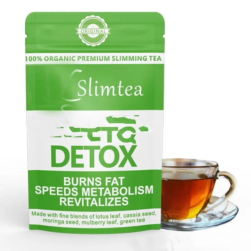28 Day Slim Herbal Tea Set package featuring multiple tea blends including Flat Tummy and Detox teas.