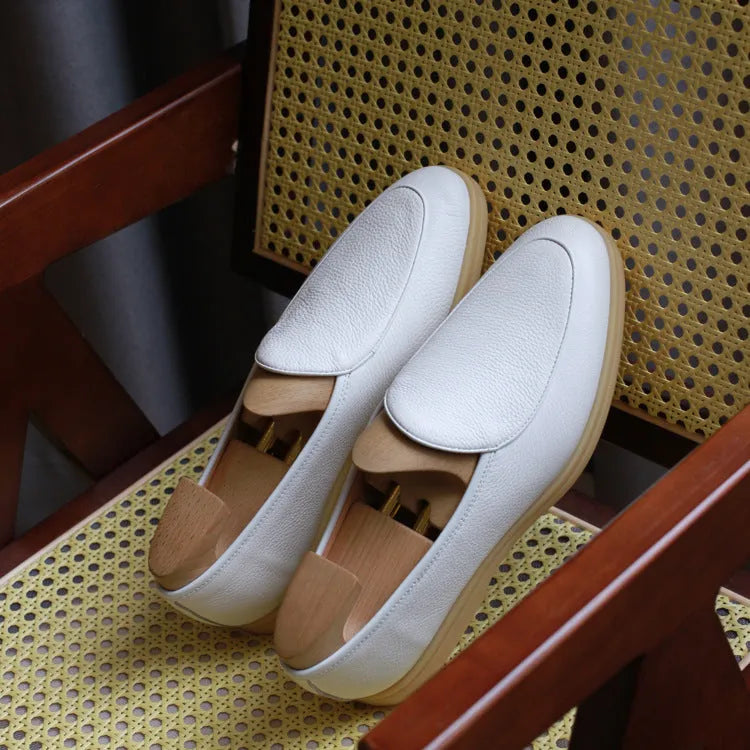 British handmade men's leather loafers in genuine cowhide with a TPR sole.