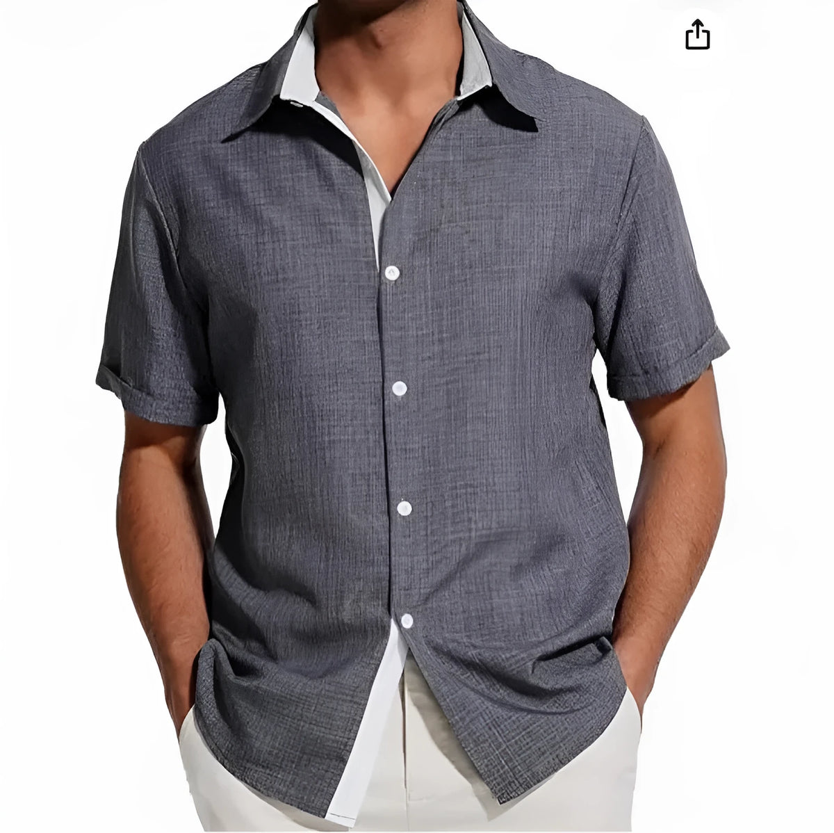 Men's short-sleeved floral pattern polyester shirt in regular fit cardigan style