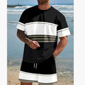 Man wearing a loose-fit short-sleeved T-shirt and matching shorts from the Cool Feeling summer leisure set.