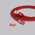 Black magnetic USB charging cable with LED light showing charging status