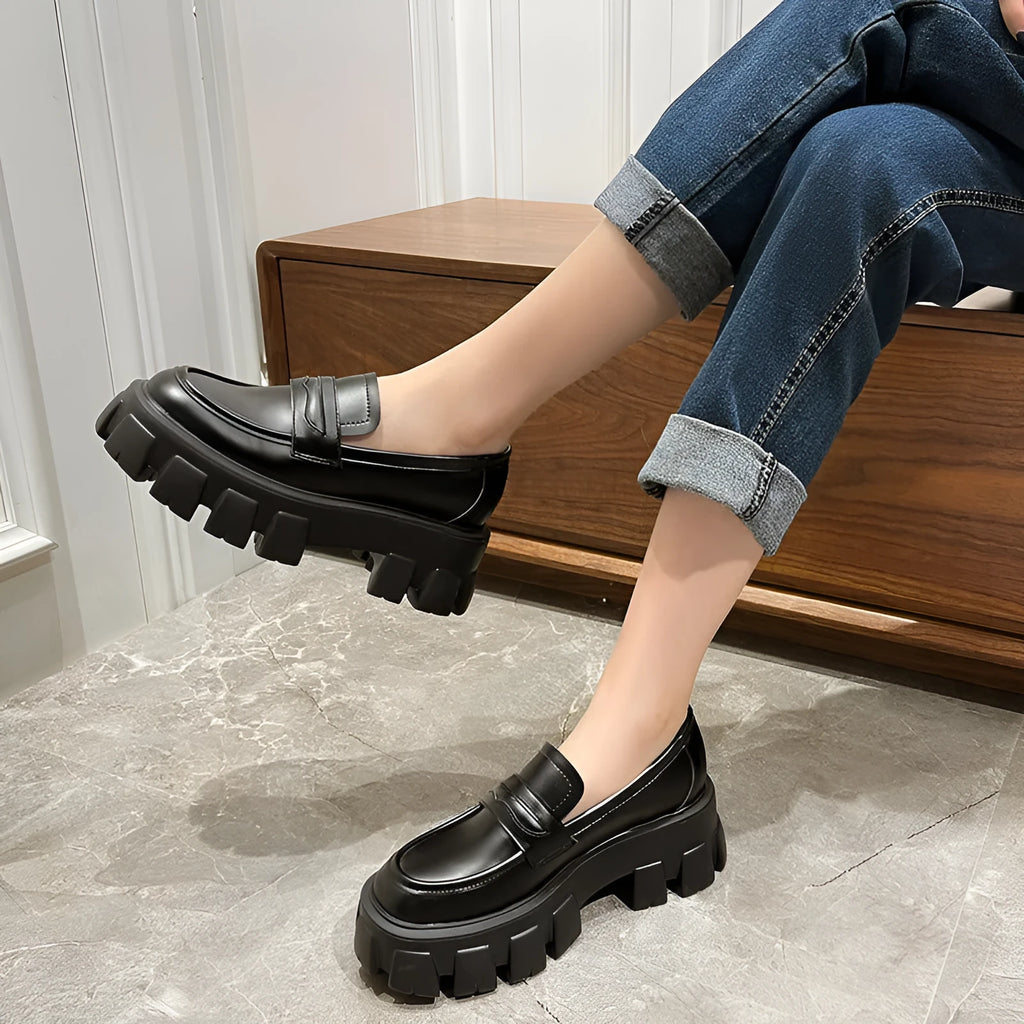 British style wide fit loafers with a fat foot design and muffin base sole in matte or patent leather.
