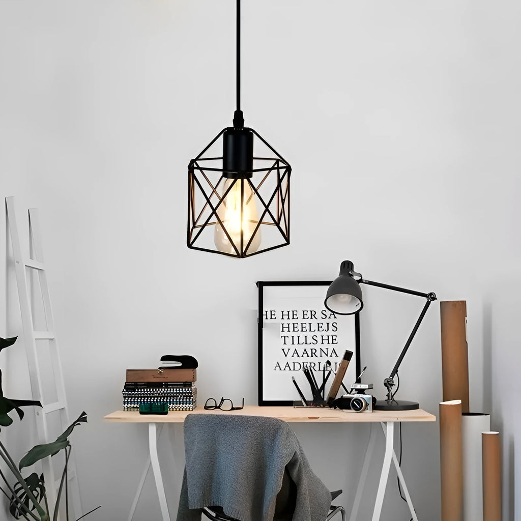 Country style decorative light with iron shade measuring 150mm by 140mm