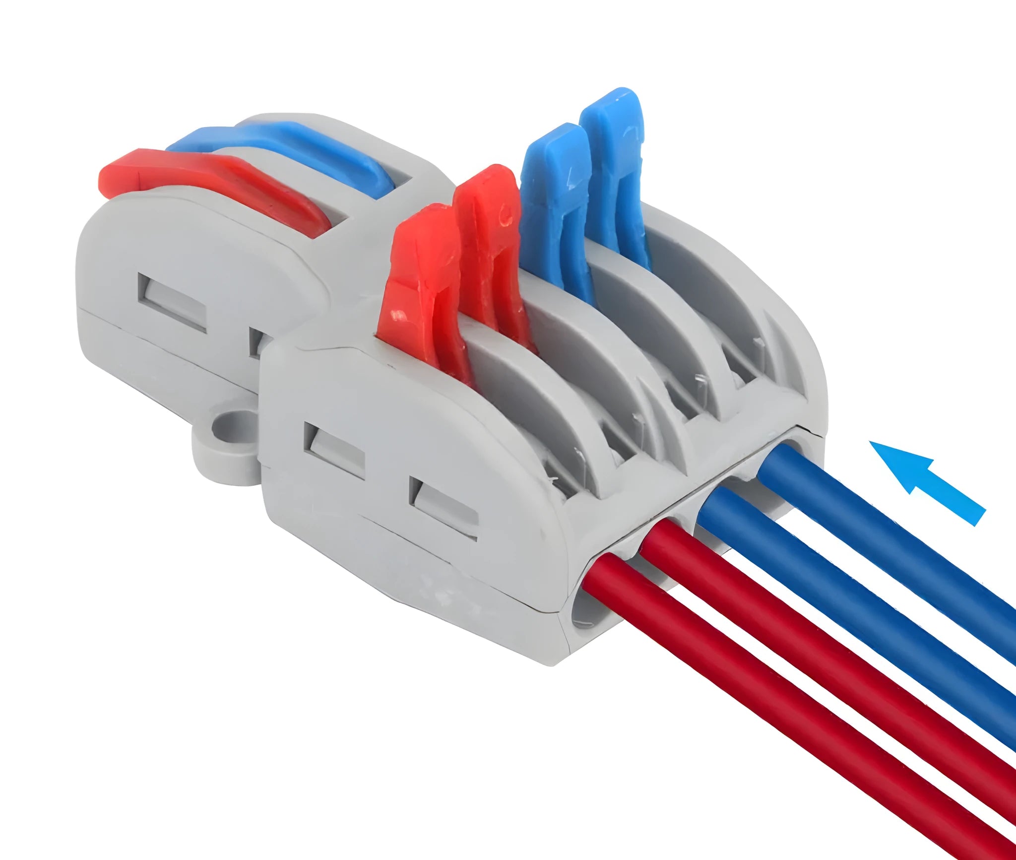 SPL 42 and SPL 62 style quick wire connectors with fire-insulated shell for 0.08-4.0mm² cables.