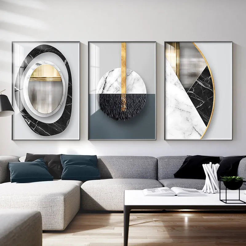 Abstract geometric design printed on a canvas wall painting poster.