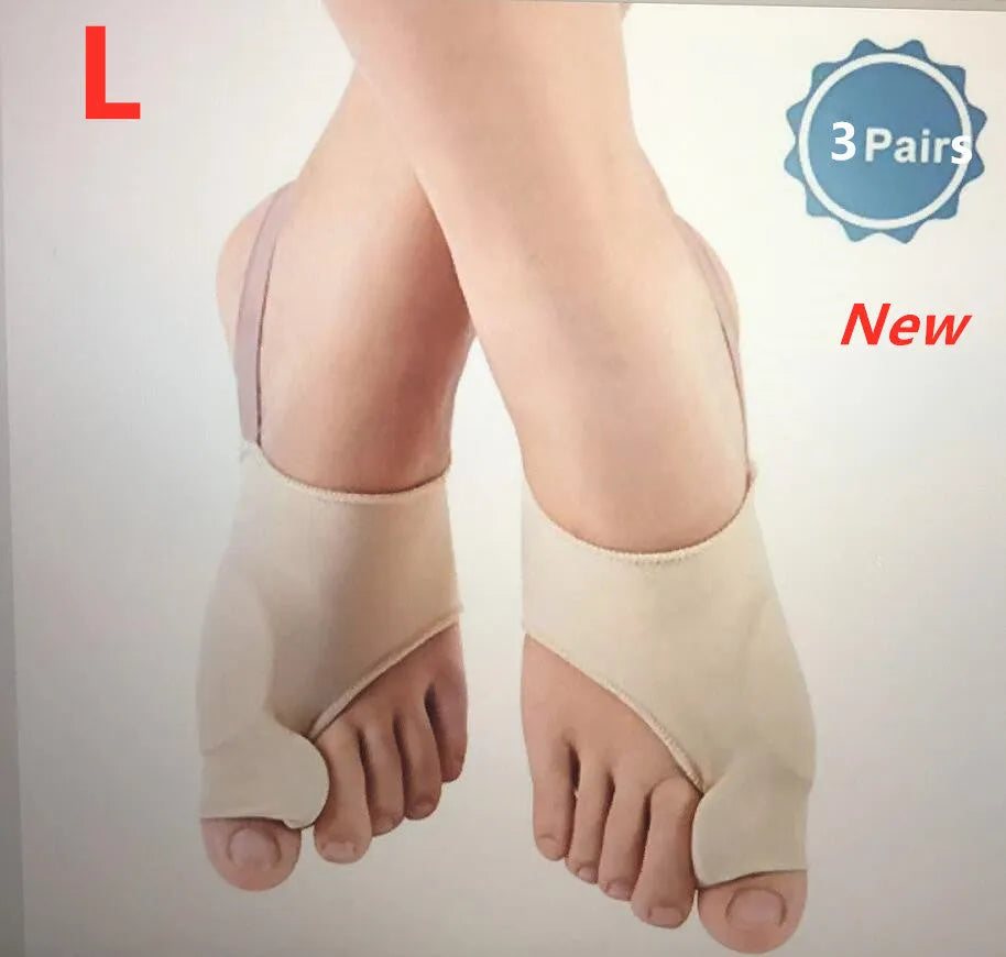 Corrective toe socks with gel bunion pad and silicone toe separator in three sizes