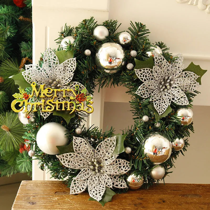 30cm multicoloured plastic Christmas wreath decoration for doors and festive displays