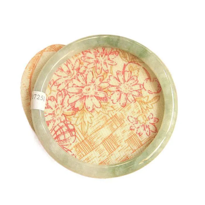 Green jade waxy geometric bracelet with 10mm width and Chinese style design