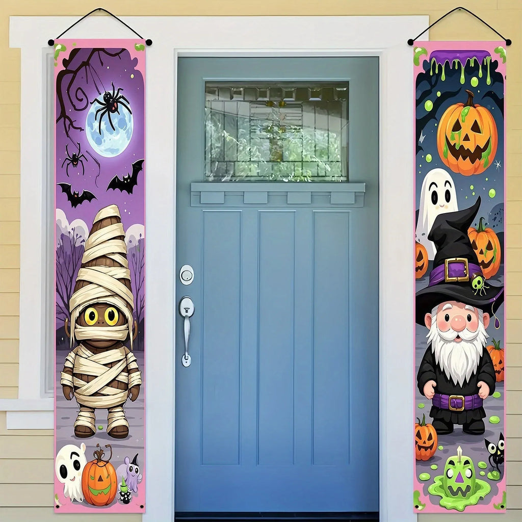Halloween couplet hanging flag decorations measuring 30x180cm made from polyester material