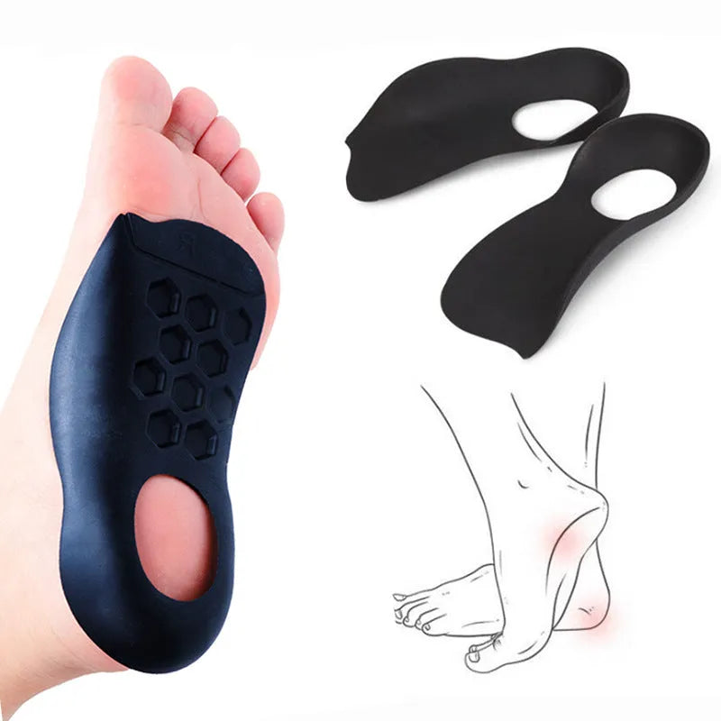 TPR arch support varus correction insoles in white, black, and skin colour for sizes 35-45