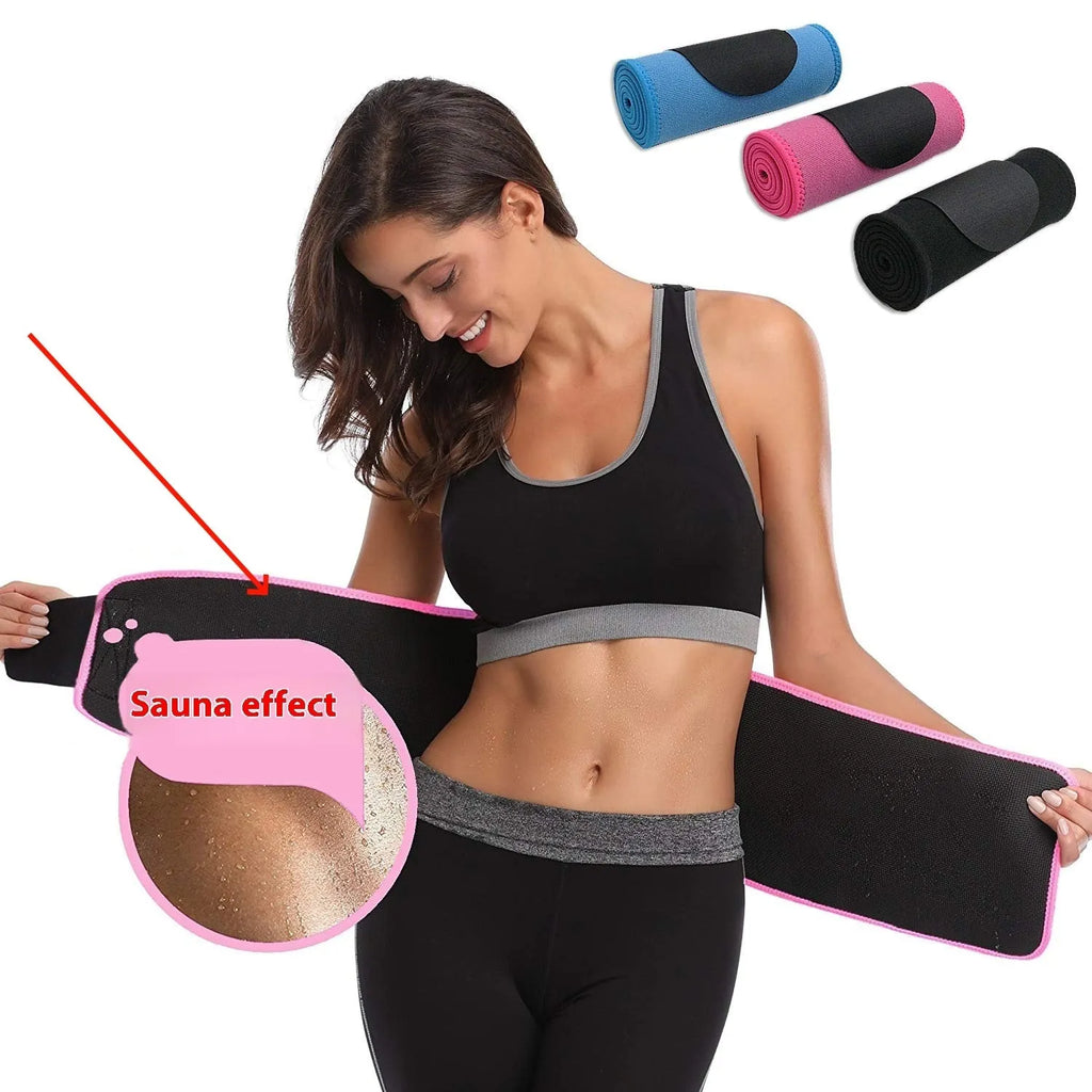 Neoprene lumbar support belt with adjustable strap in black, blue, or pink