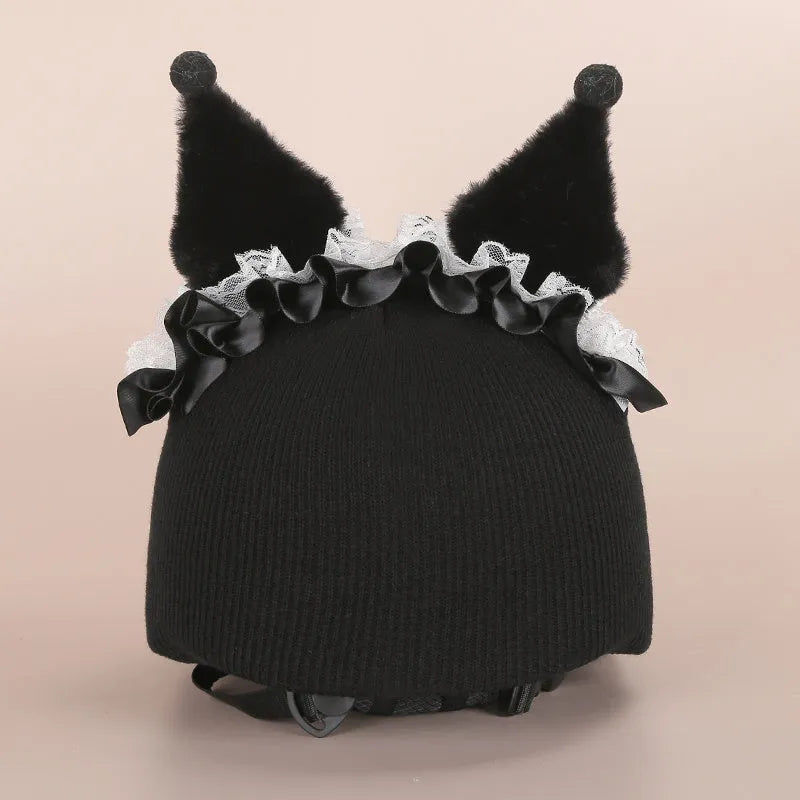 Plush helmet cover with cartoon ear decorations for cycling and costume use