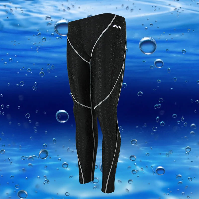 Men's nylon cropped swimming trunks in briefs style suitable for multiple sports activities