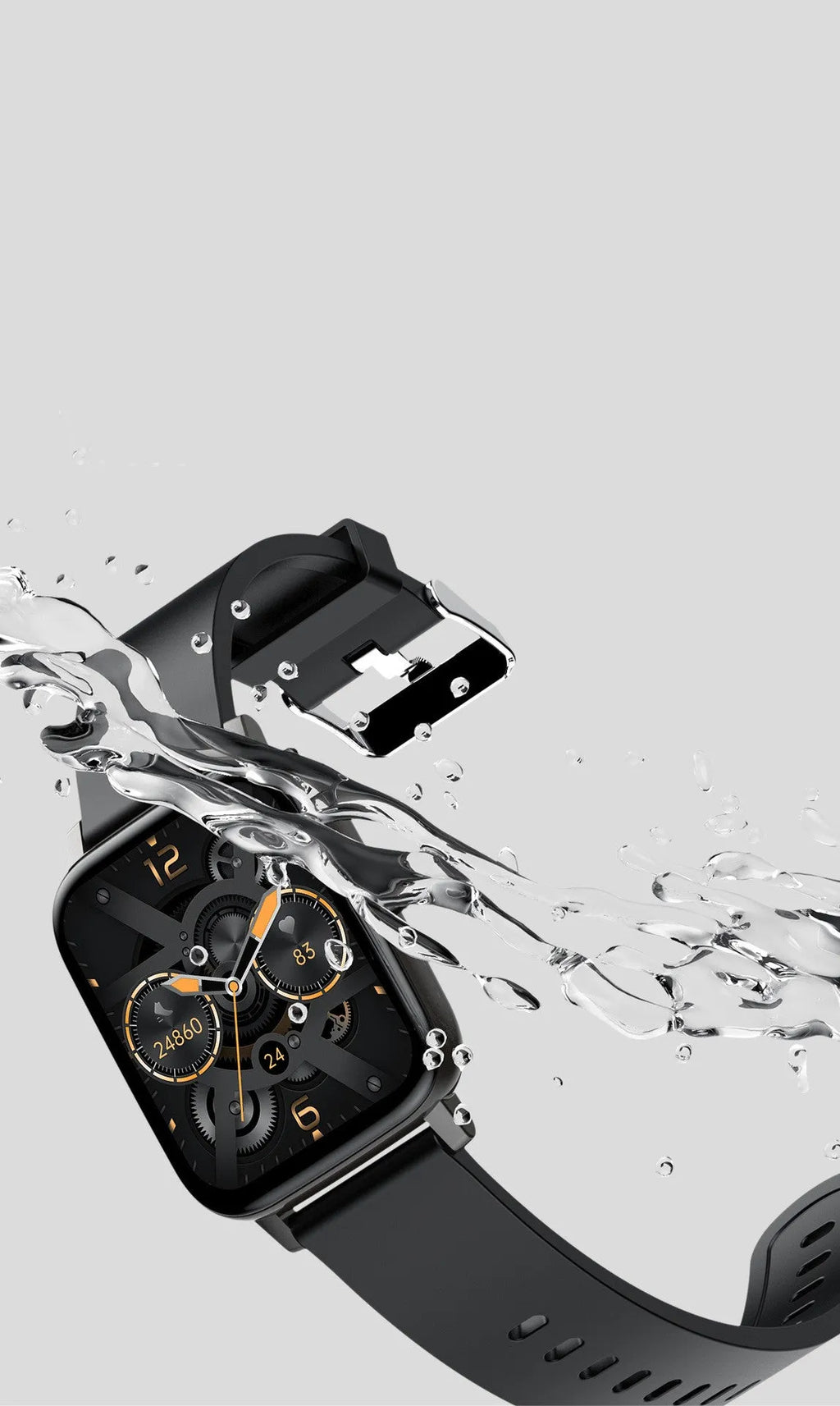 H80 black smartwatch with ECG and blood oxygen monitoring on a silicone strap