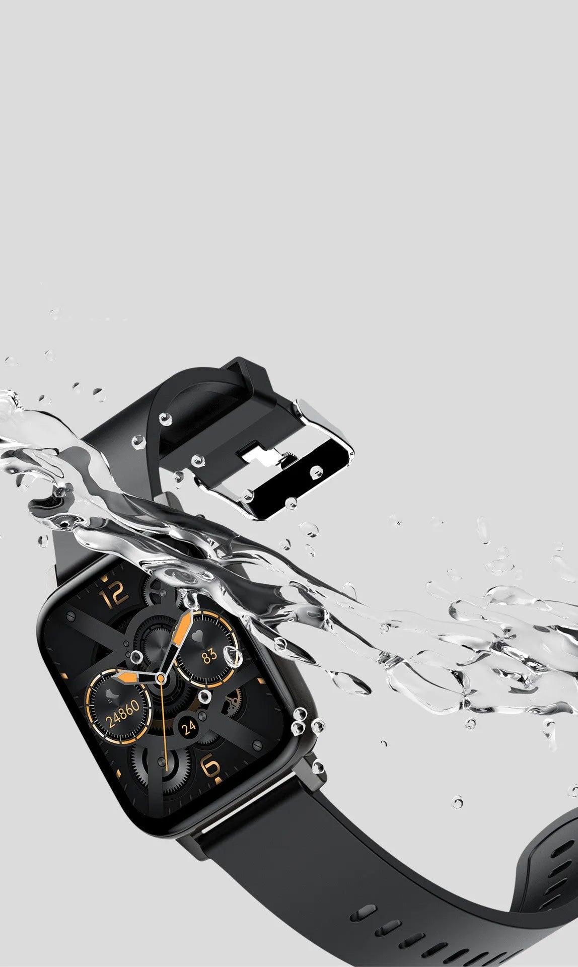 H80 black smartwatch with ECG and blood oxygen monitoring on a silicone strap