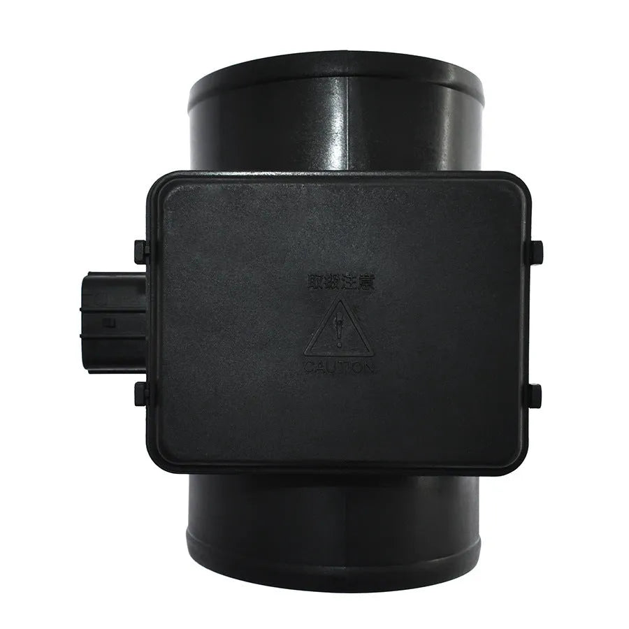 Black plastic automotive air flow meter with standard specifications for engine measurement