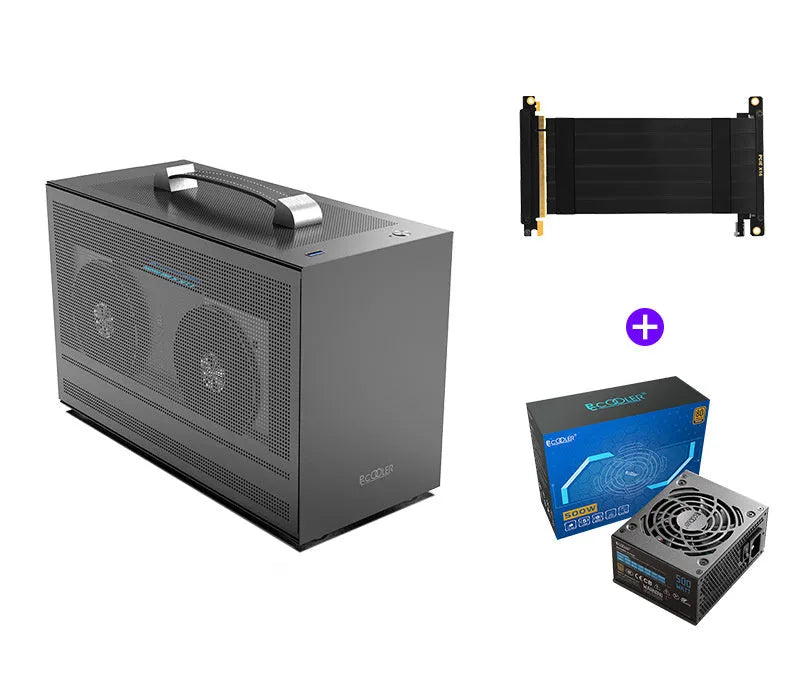 Hummingbird PRO ITX desktop computer case in titanium gray or white with tinned steel construction