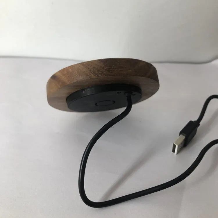 Black 60mm round wireless charger for embedded furniture installation