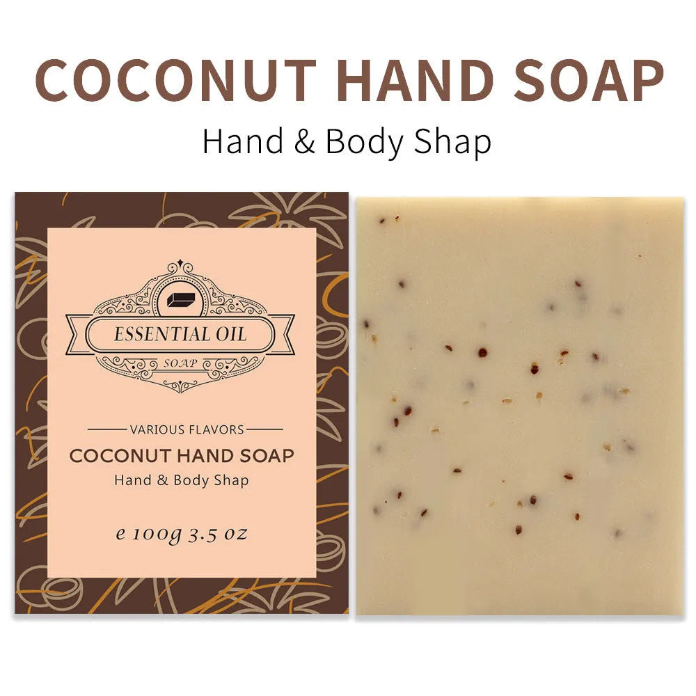 Handmade plant essential oil soap bar with frosted surface, 100g weight for body and hand washing