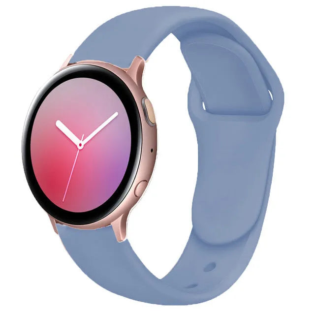 Samsung Galaxy Watch Active 2 sports strap with reverse buckle clasp in lilac silicone