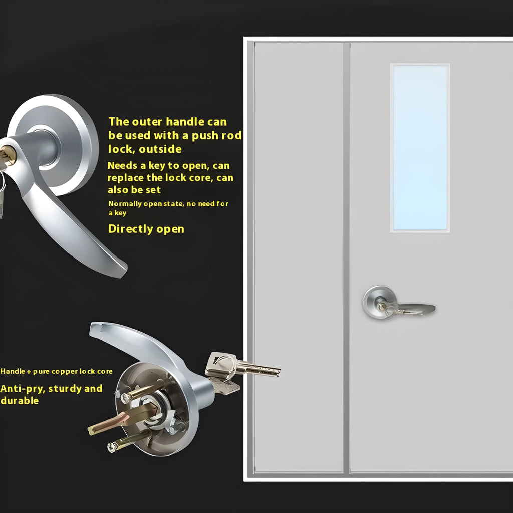 Stainless steel fireproof push lock with external handle for 65cm doors