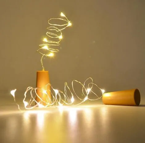 Copper wire LED string light with 20 LEDs and bottle stopper for wine bottle decorations
