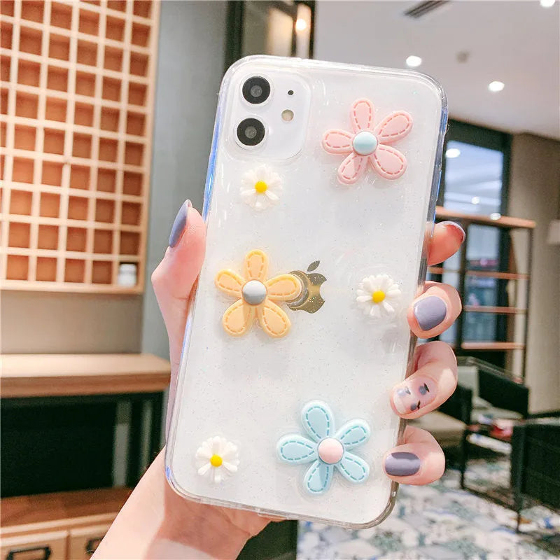 Girl heart design floral soft rubber iPhone case for multiple iPhone models