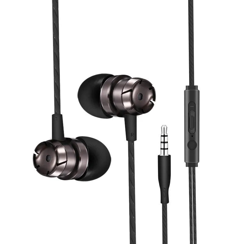 Metal turbo in-ear headphones with wired connection and built-in microphone in multiple colour options