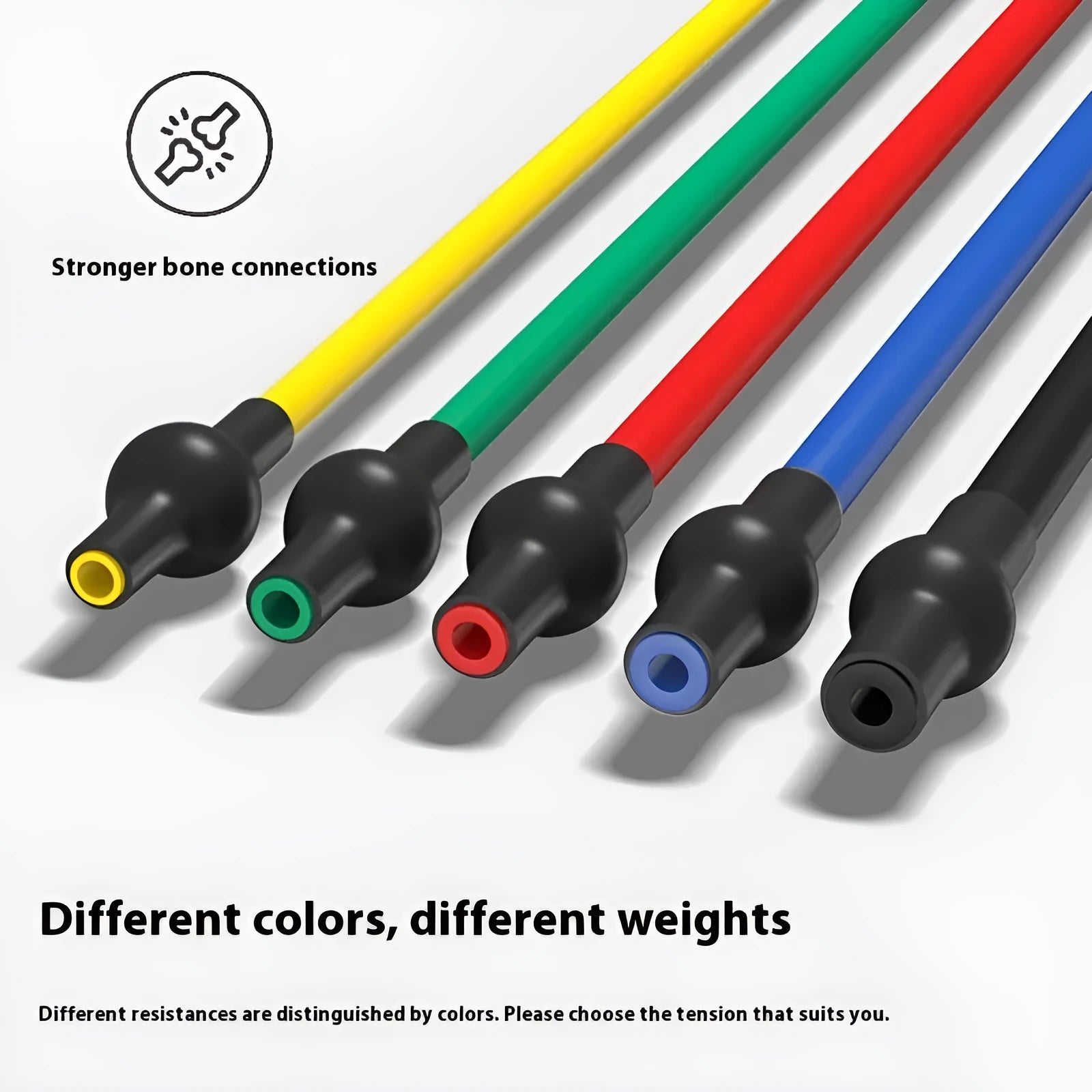 Adjustable chest expander with TPE resistance bands in yellow, green, red, blue, and black colour-coded tension levels